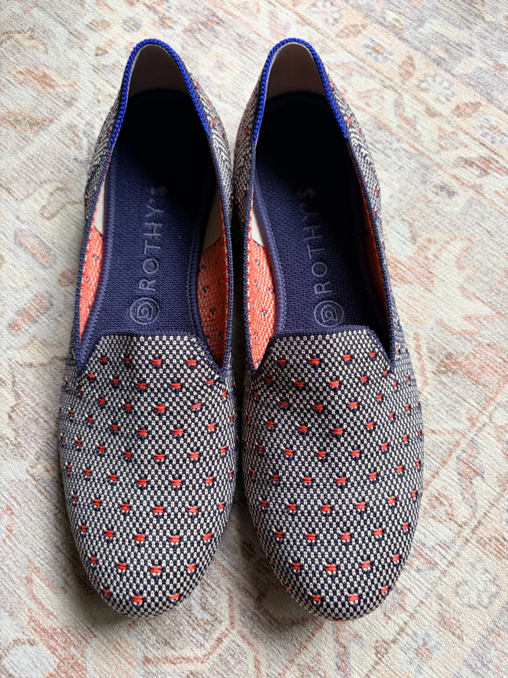 Rothy's coral dot Loafers